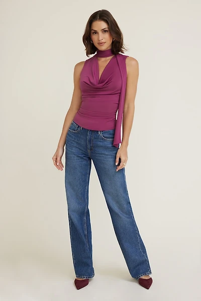 Sculpt Cowl Neck Scarf Top