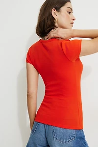 Olive Ribbed Crewneck T Shirt