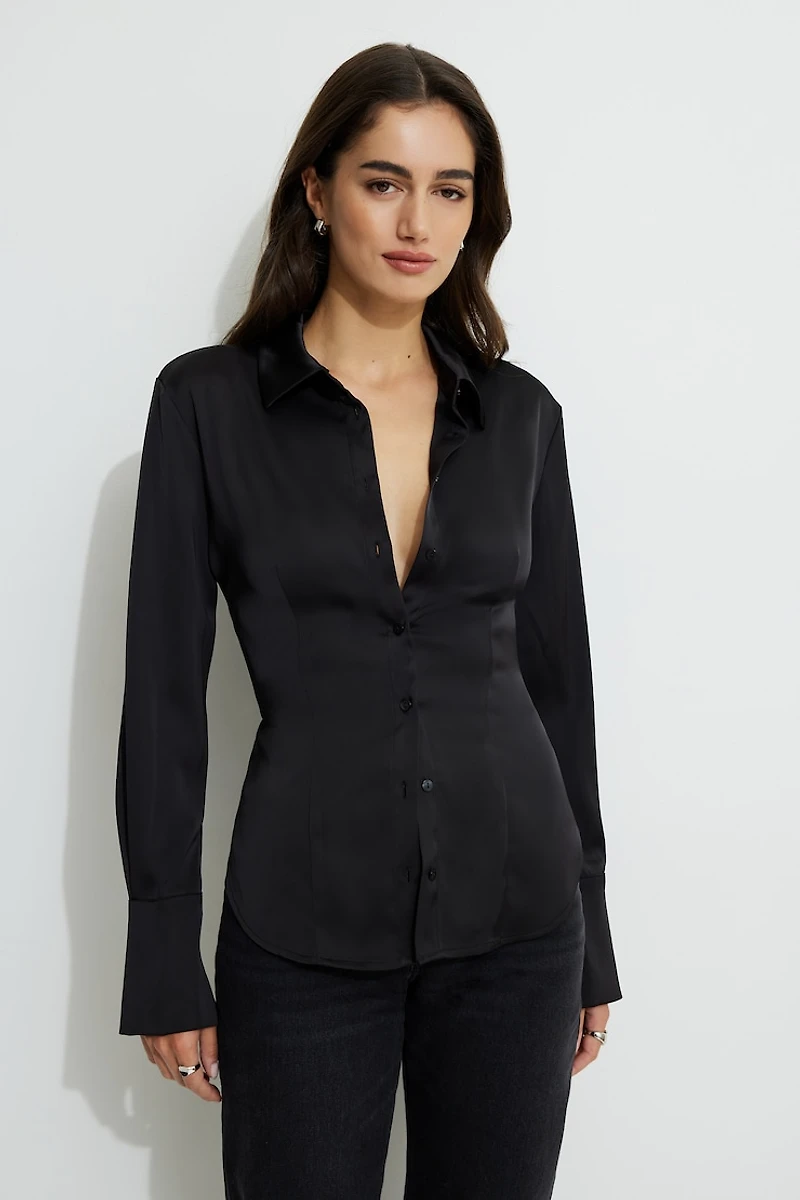 Eva Cinched Satin Shirt