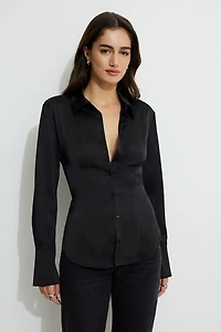 Eva Cinched Satin Shirt