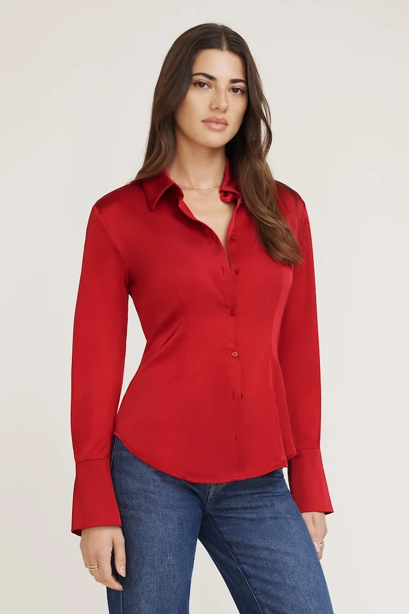 Eva Cinched Satin Shirt