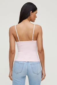 Camisole sculptante à bordure en dentelle