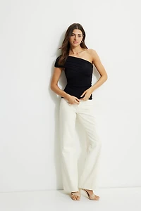 Ruched Single Shoulder Top