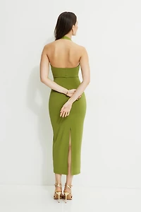 Robe maxi sculptante à col licou plongeant