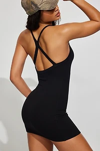 Minirobe côtelée à col en V