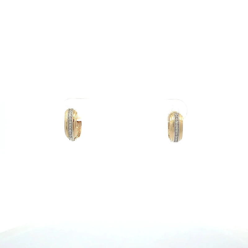 10K Yellow and White Gold Huggies Diamond Earring
