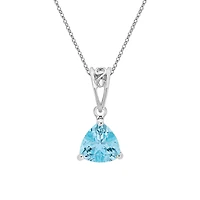 10K White Gold Prong-set Blue Topaz pendant