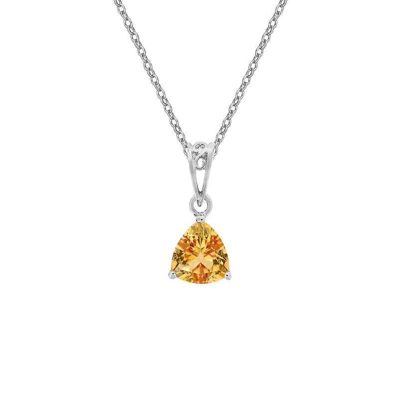 10K White Gold Prong-set Citrine pendant