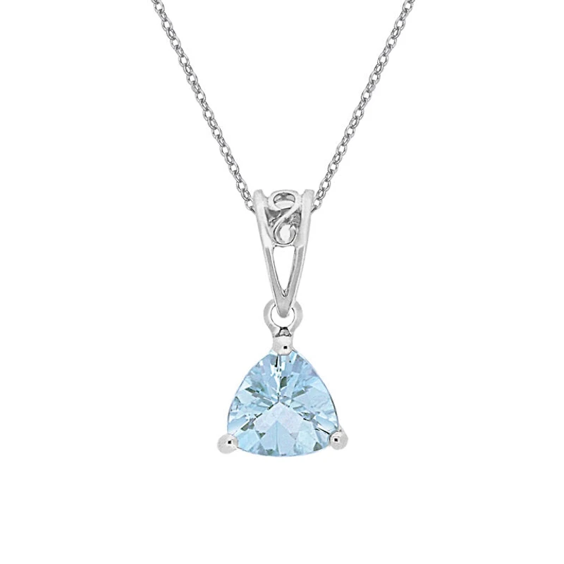 10K White Gold Blue Topaz Necklace - 18 Inches