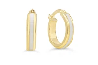 10K Yellow Gold Enamel Hoop Earrings
