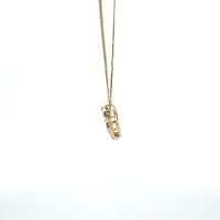 10K White & Yellow Gold 0.10cttw Diamond Double Heart Pendant, 18"