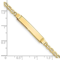 10K Yellow Gold Semi-solid Anchor Link ID Bracelet - 7 Inches