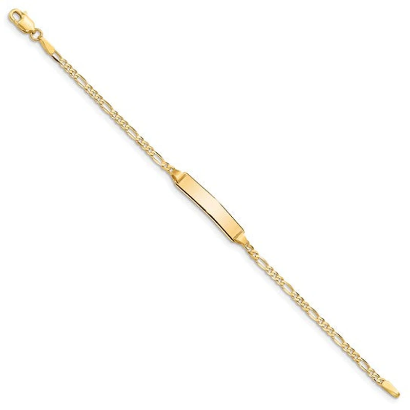 10K Yellow Gold Figaro Link ID Bracelet - 7 Inches