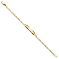 10K Yellow Gold Figaro Link ID Bracelet - 7 Inches
