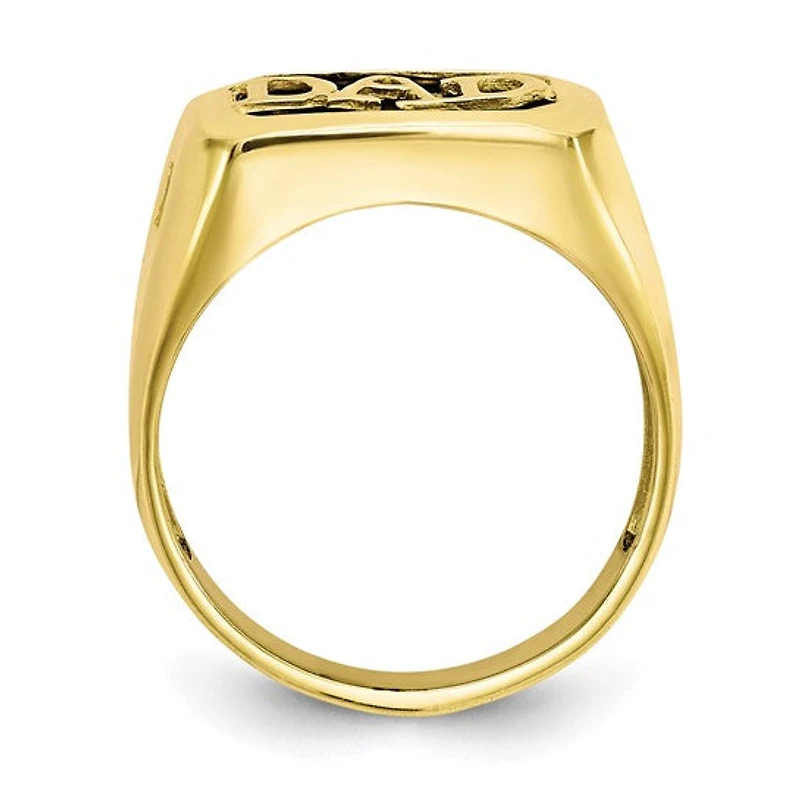 10K Yellow Gold Black Onyx and 0.02cttw Diamond Men's Signet "DAD" Ring