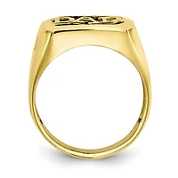 10K Yellow Gold Black Onyx and 0.02cttw Diamond Men's Signet "DAD" Ring