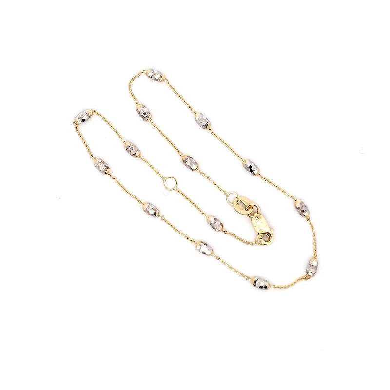 10K 2 Tone Gold Anklet - Adjustable 10"