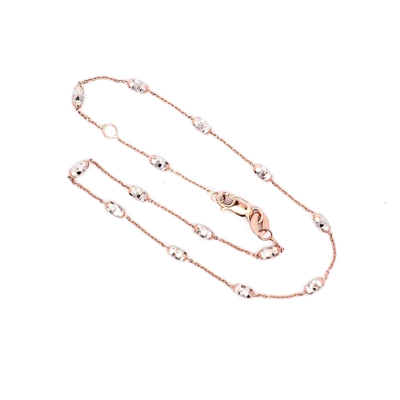 10K 2 Tone Rose Gold Anklet - Adjustable 9-10"