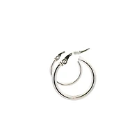 10K White Gold 2mm Tube Hoop Earrings - Medium