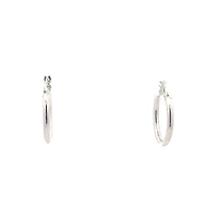 10K White Gold 2mm Tube Hoop Earrings - Medium