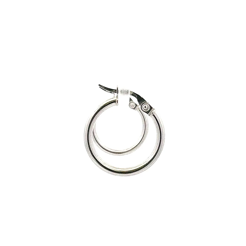 10K White Gold 2mm Tube Hoop Earrings - Medium