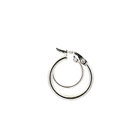 10K White Gold 2mm Tube Hoop Earrings - Medium