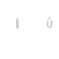 10K Mini Huggie White Gold Beaded Earrings
