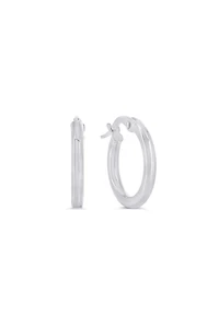 10K White Gold 2mm Tube Hoop Earrings