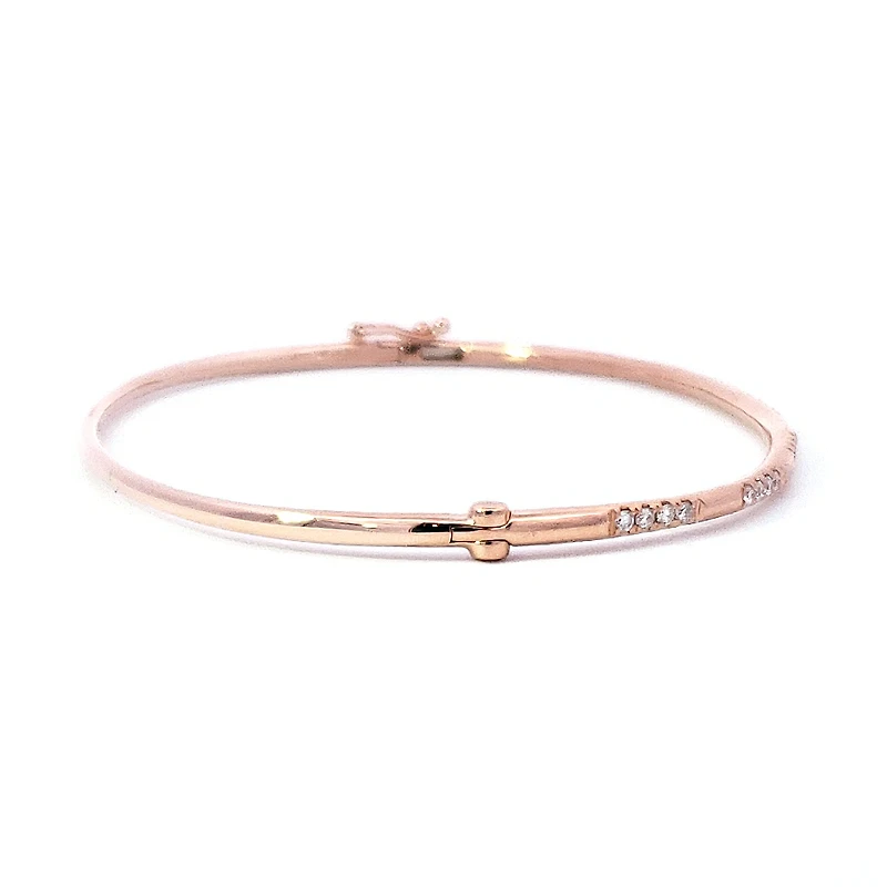 14K Rose Gold Diamond Bangle