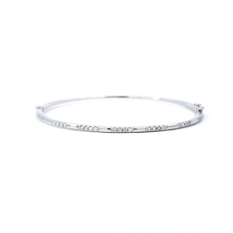 14K White Gold Diamond Bangle