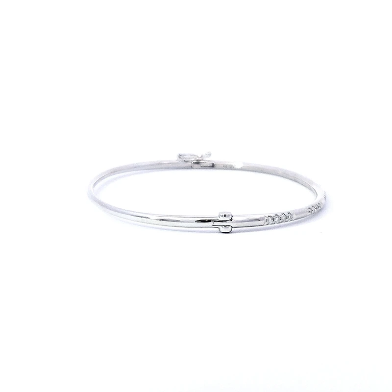 14K White Gold Diamond Bangle