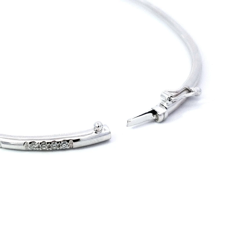 14K White Gold Diamond Bangle