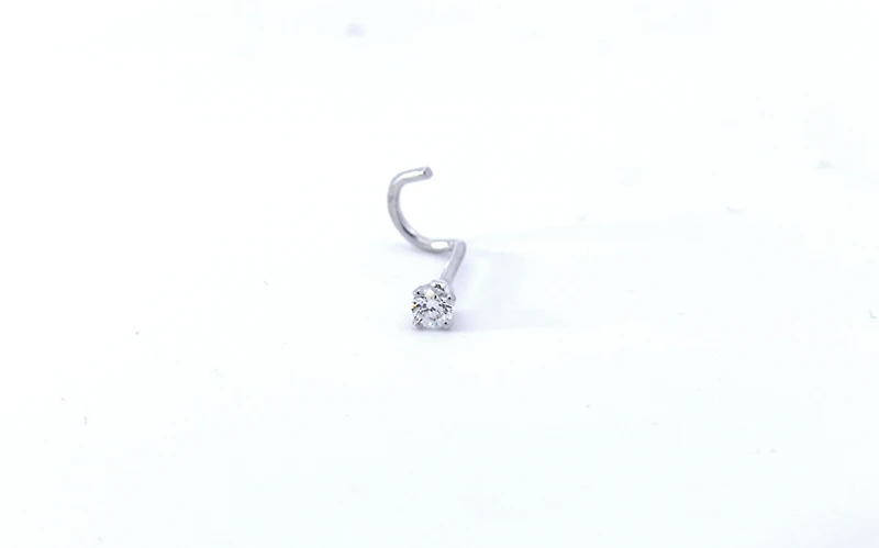 14K White Gold 0.04cttw Diamond Nose Stud