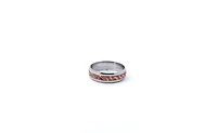 10K 2 Tone Wedding Band  Fancy Pattern 6mm