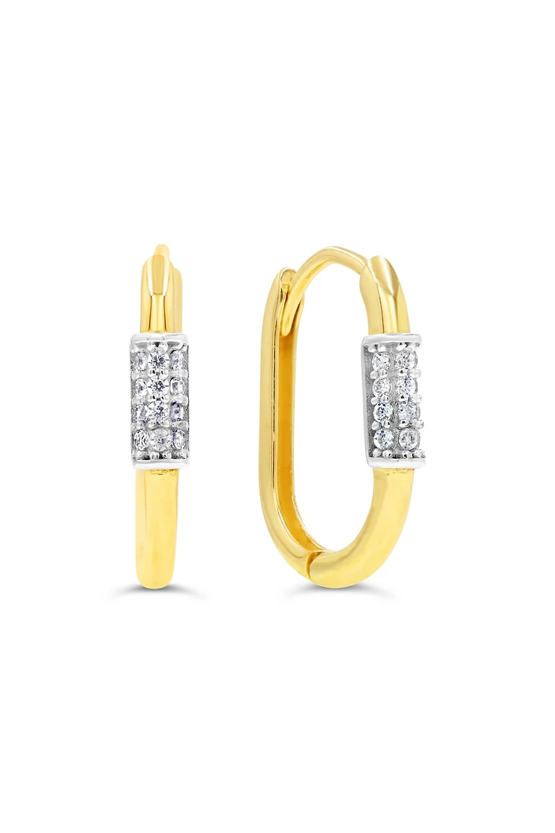 10K Yellow Gold Oval Cubic Zirconia Huggies