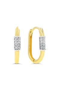 10K Yellow Gold Oval Cubic Zirconia Huggies