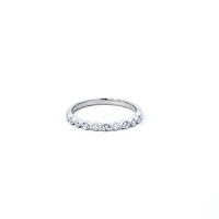 14K White Gold 0.09cttw Diamond Milgrain Band