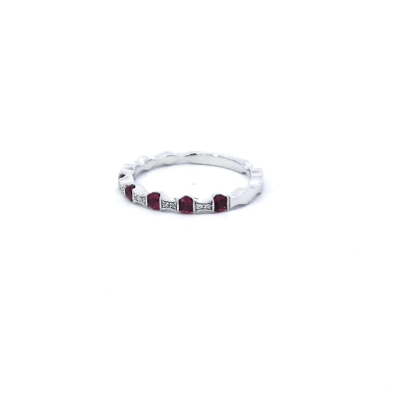 14K White Gold Ruby & Diamond Ring
