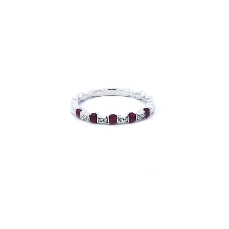 14K White Gold Ruby & Diamond Ring