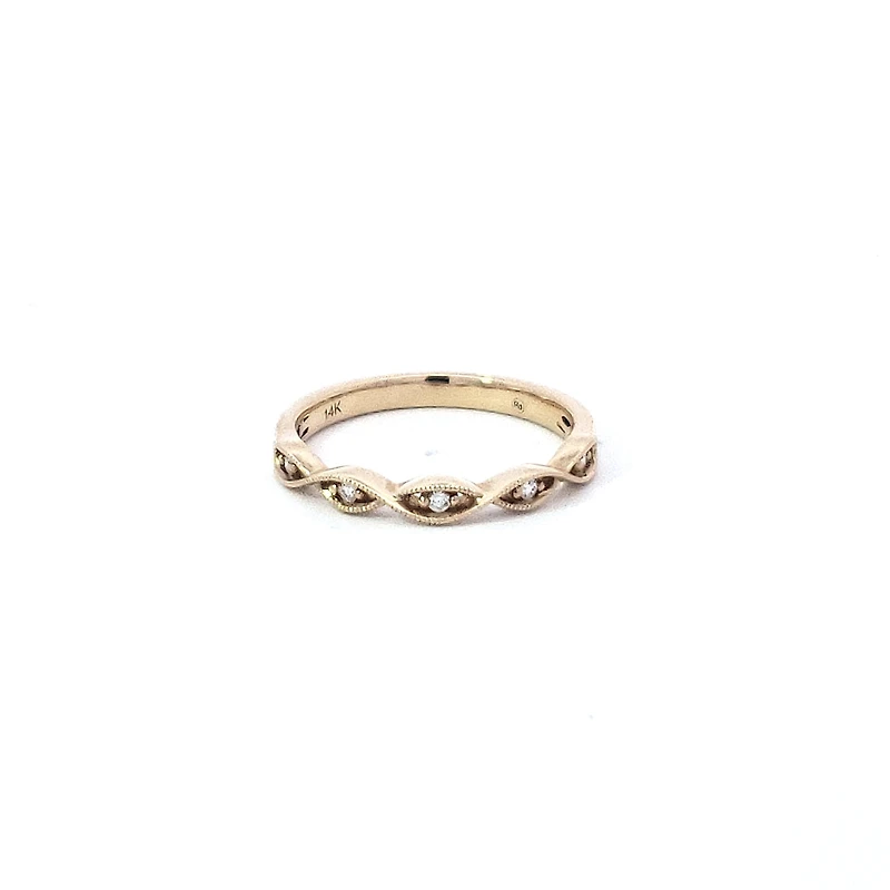 14K Yellow Gold 0.05cttw Diamond Milgrain Ring
