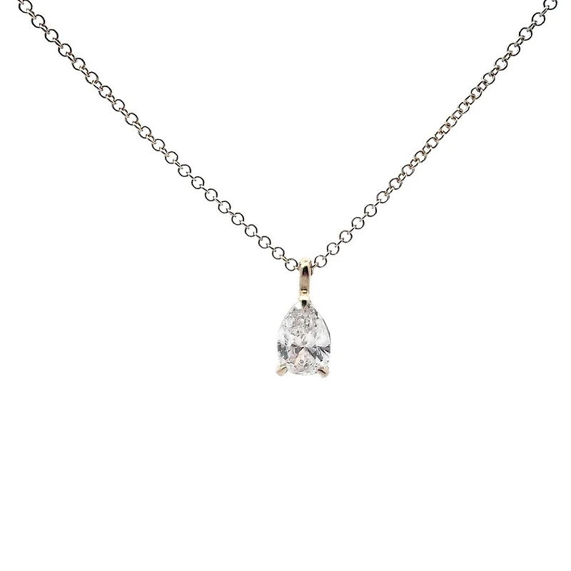 14K Yellow Gold Lab Grown cttw Pear Cut Diamond Pendant