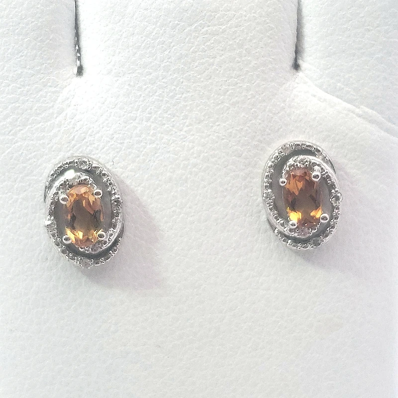 925 Sterling Silver & Diamond Halo Stud Earrings