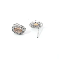 925 Sterling Silver & Diamond Halo Stud Earrings
