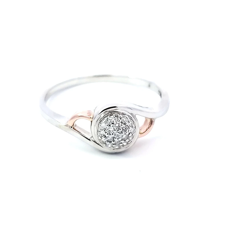 10K White and Rose Gold 0.102 cttw Diamond Ring - 4.5