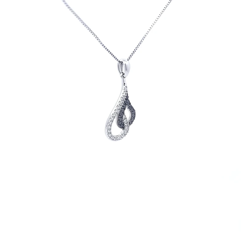 10K White Gold 0.25 cttw Diamond Pendant, 18"