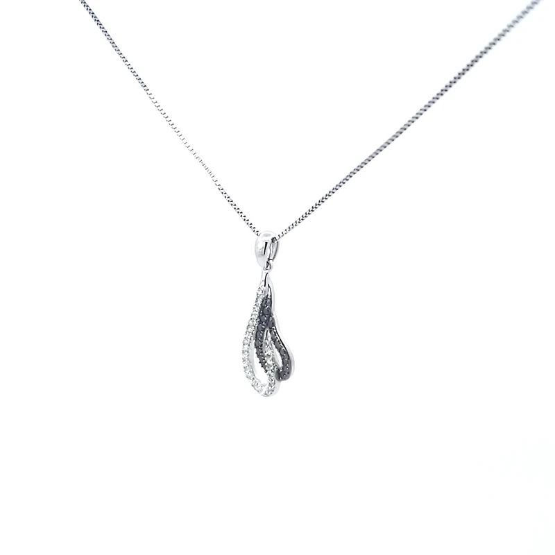 10K White Gold 0.25 cttw Diamond Pendant, 18"