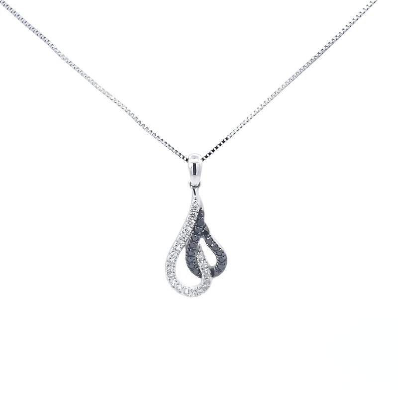 10K White Gold 0.25 cttw Diamond Pendant, 18"