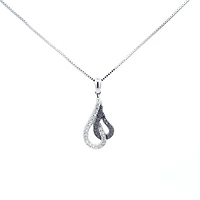 10K White Gold 0.25 cttw Diamond Pendant, 18"