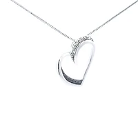 10K White Gold 0.09 cttw Black Diamond Heart Pendant, 18"