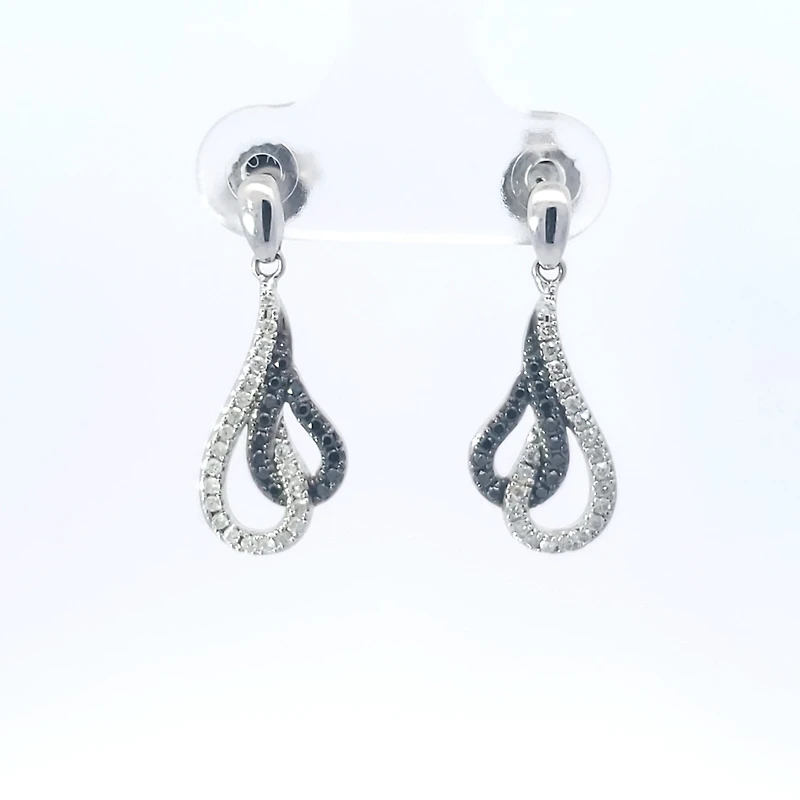 10K White Gold cttw Black Diamond Earrings